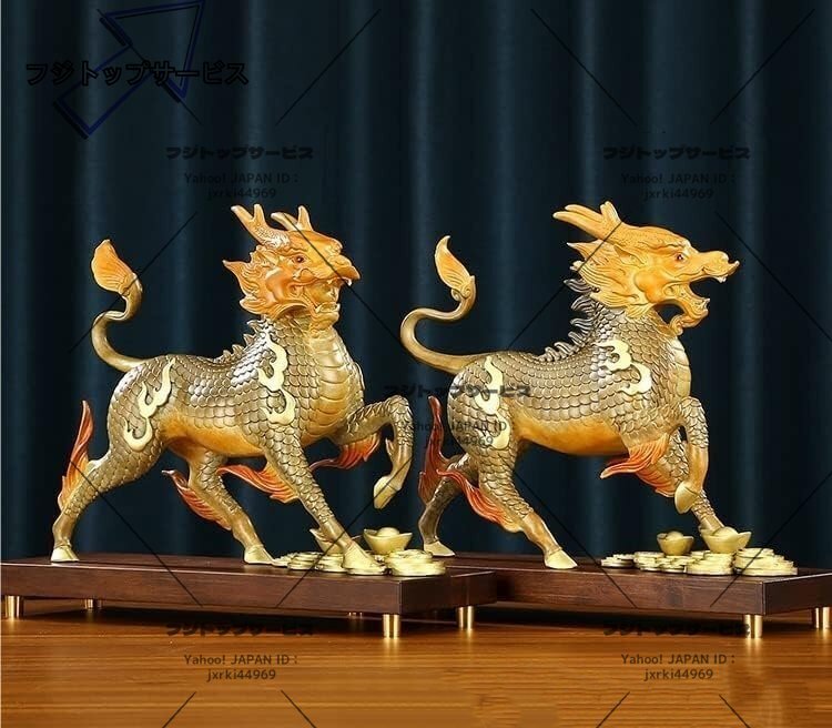 風水 麒麟 置物 銅製一対 雌雄 風水 開運 魔除け 聖獣 置物 縁起神社 寺社 家庭用 財運 縁起物