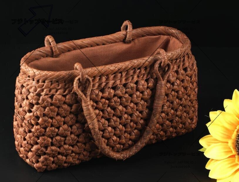 極美品☆職人手作り良品　山葡萄かごバッグ 手編み山葡萄籠バッグ バスケット籐かご 　高級UPハンドバック
