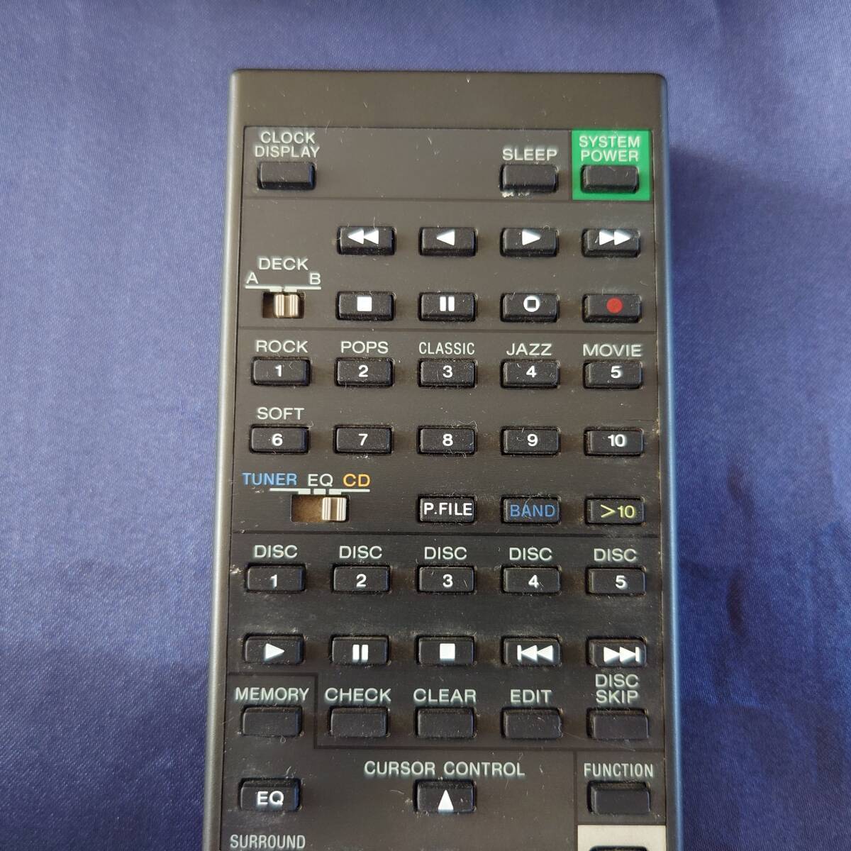 SONY ソニー リモコン RM-S737 赤外線発光確認済み 文字消え無し 電池端子サビあり_画像3