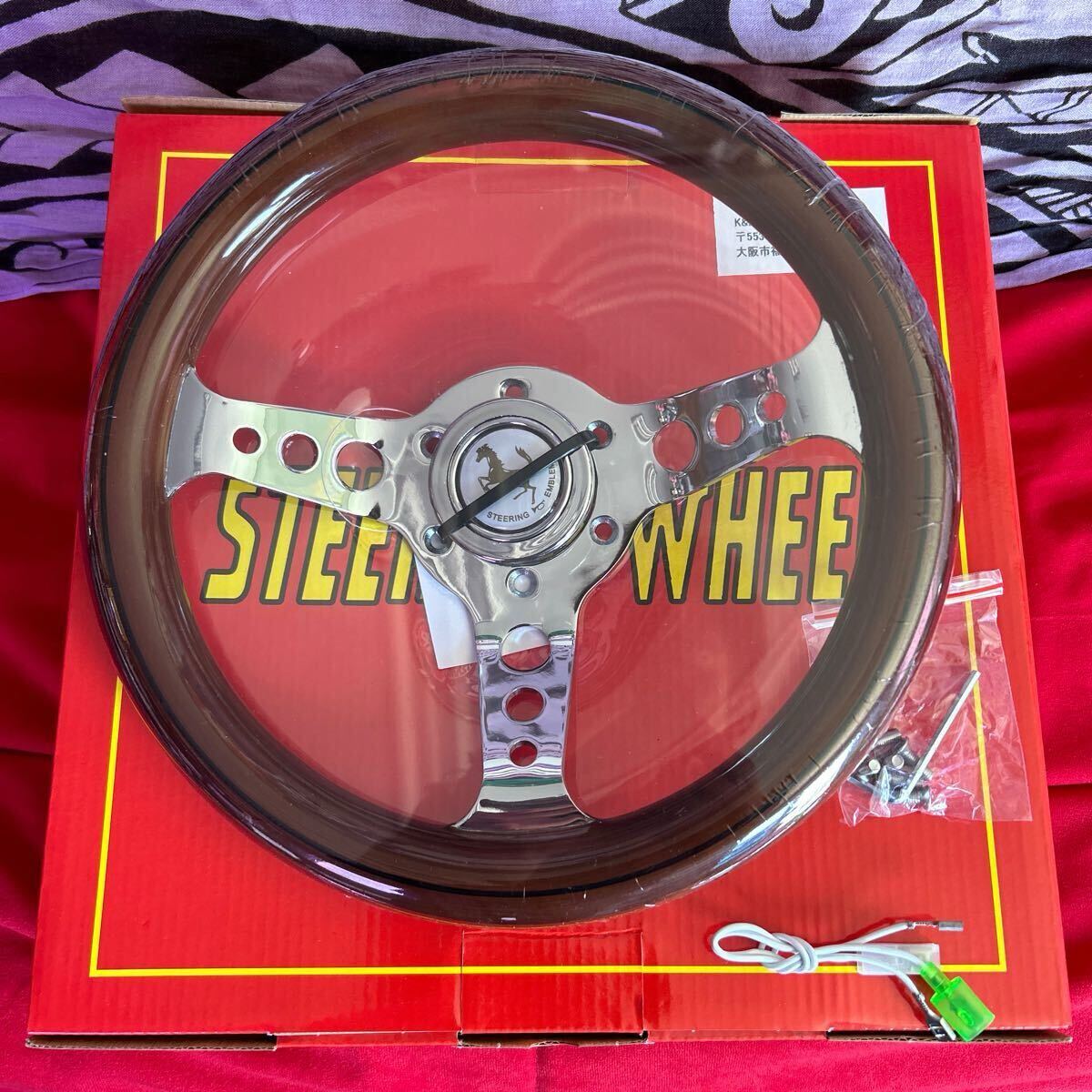 新品 未使用 希少 丸穴 ウッドステアリング ハンドル 29cm 29φ 新品 未使用 希少 丸穴 ウッドステアリング ハンドル 29cm 29φ