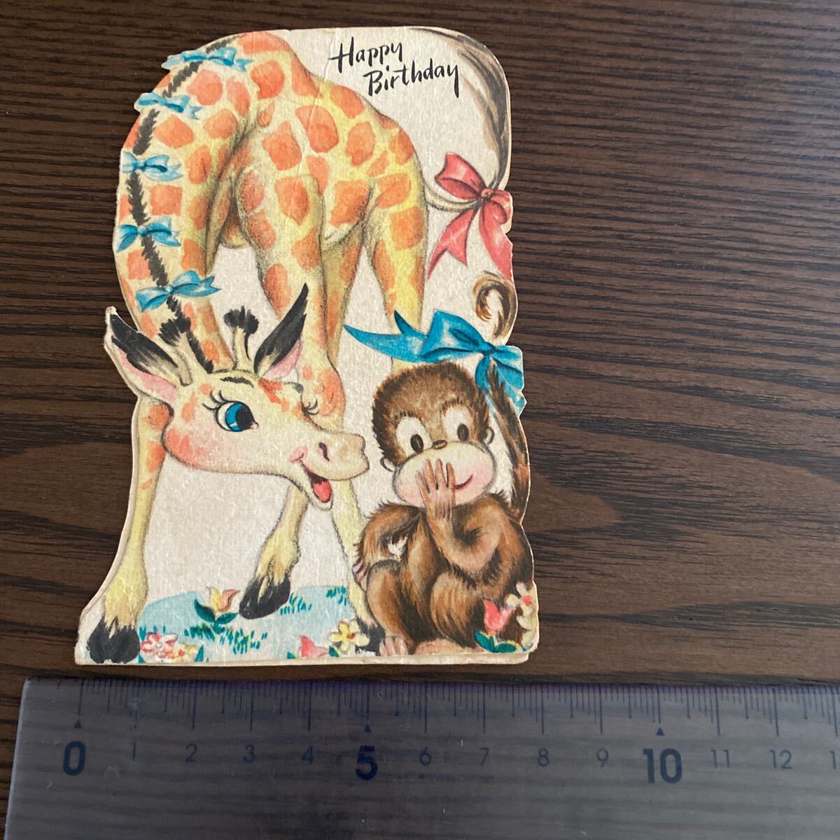 * Vintage поздравительная открытка античный * день рождения карта * жираф ... san * массовая закупка включение в покупку приветствуется 
