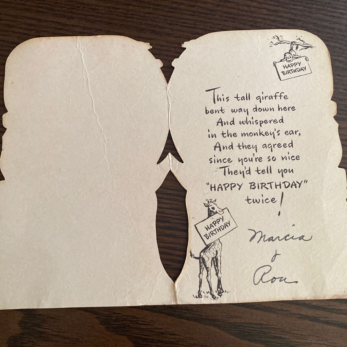 * Vintage поздравительная открытка античный * день рождения карта * жираф ... san * массовая закупка включение в покупку приветствуется 