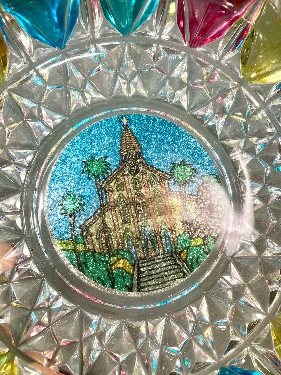  Showa Retro crystal стеклянный пепельница стекло пепельница пепельница подлинная вещь украшение курение инструмент pop прекрасный товар ..