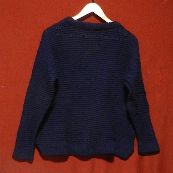 OLDDERBY KNITWEAR オールドダービー ニットウェア イギリス製 英国製 毛 100% ウール ニット セーター 幅広 ざっくり 紺 S 美品_画像2
