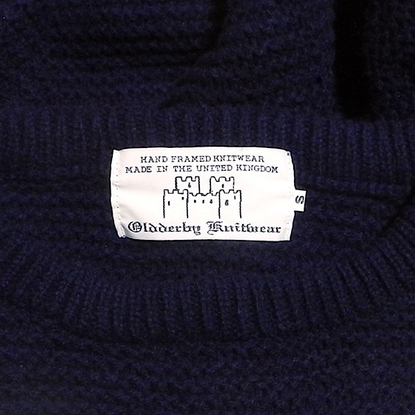OLDDERBY KNITWEAR オールドダービー ニットウェア イギリス製 英国製 毛 100% ウール ニット セーター 幅広 ざっくり 紺 S 美品_画像4