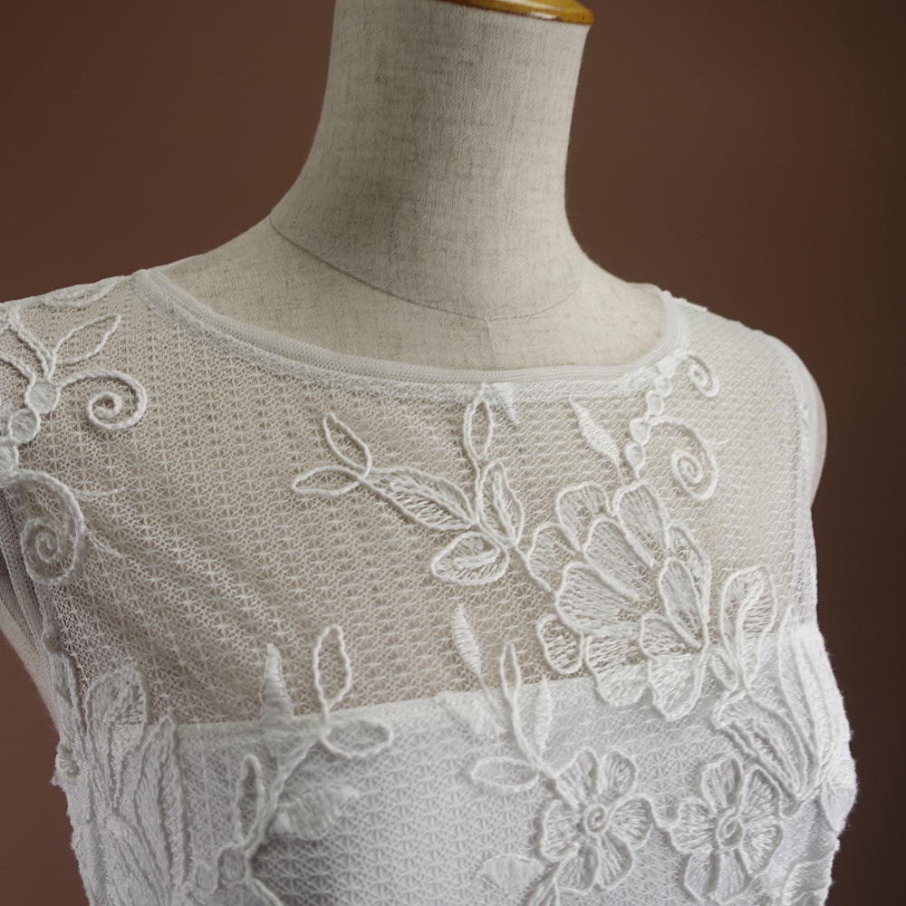新品アドリアナパペル6/11號 白 レース 刺繍 花柄 ワンピース パーティドレス ノースリーブ 結(jié)婚式 二次會 謝恩會 華43K1303