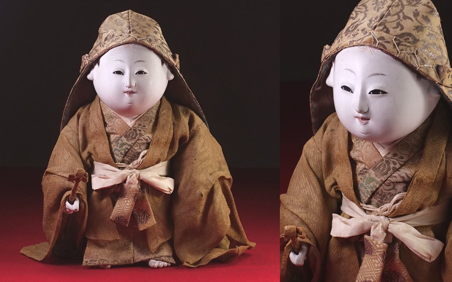 ∇花∇公家衆愛玩人形 江戸時代中期~後期 木地胡粉塗 角帽子の ∇花∇公家衆愛玩人形 江戸時代中期~後期 木地胡粉塗 角帽子の