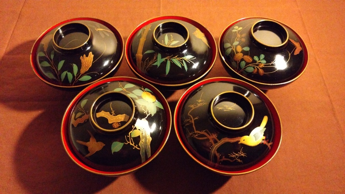 K*N様 輪島塗　金蒔絵　蒔絵　漆器　蓋椀　１０客 能登輪島塗 漆塗り 金蒔絵 天然木 蓋付椀 10客セット - メルカリ