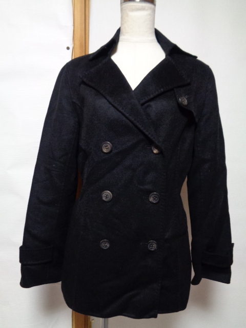 美品*自由区*38*カシミヤ100%*カシミヤコート*ミディアム丈コート*黒*アウター*冬*M*9*デパート*百貨店*セレブブランド_画像1