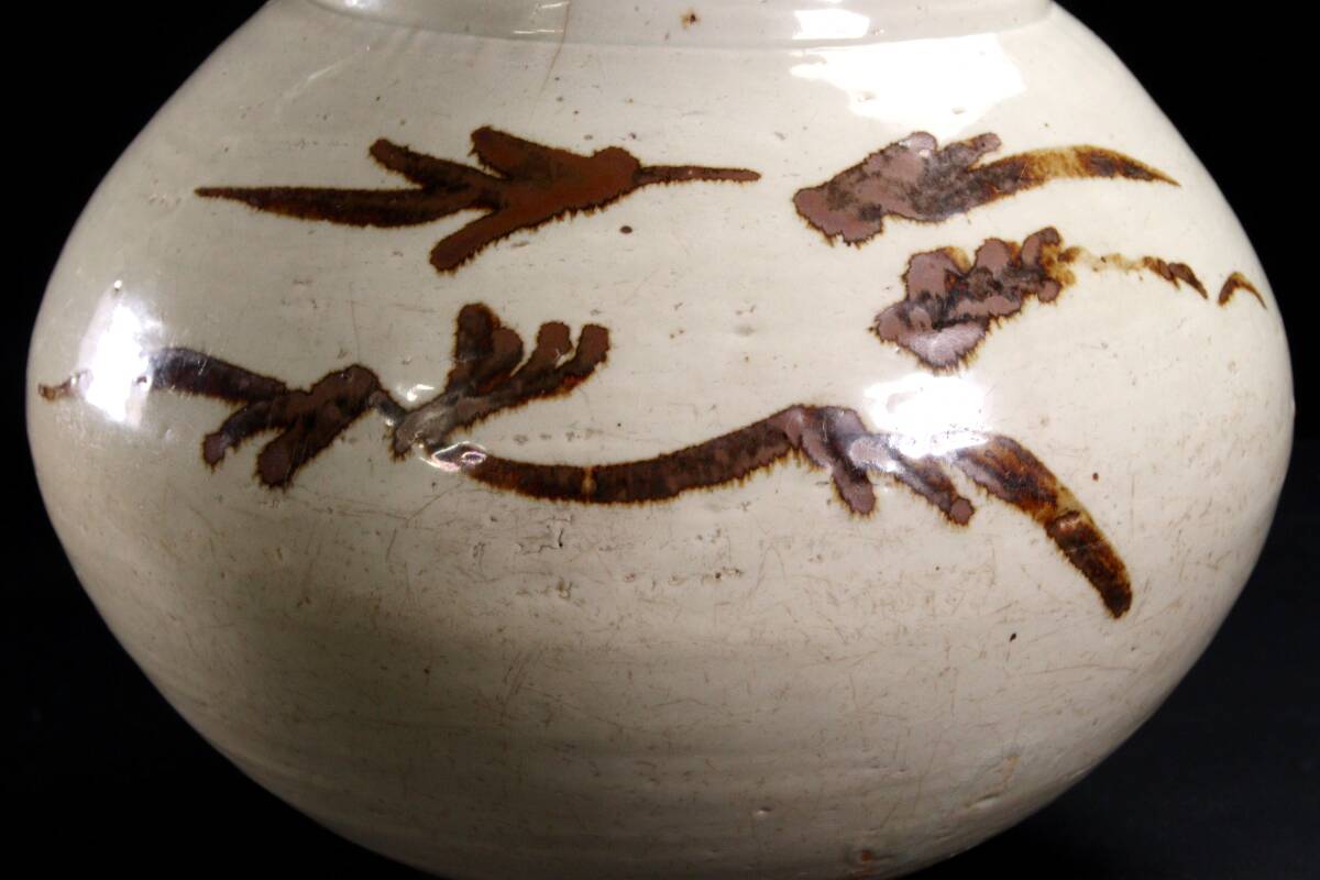 ZM580 朝鮮古美術 李朝時代 李朝白磁提灯壺 高37.5cm 重5.6kg 木