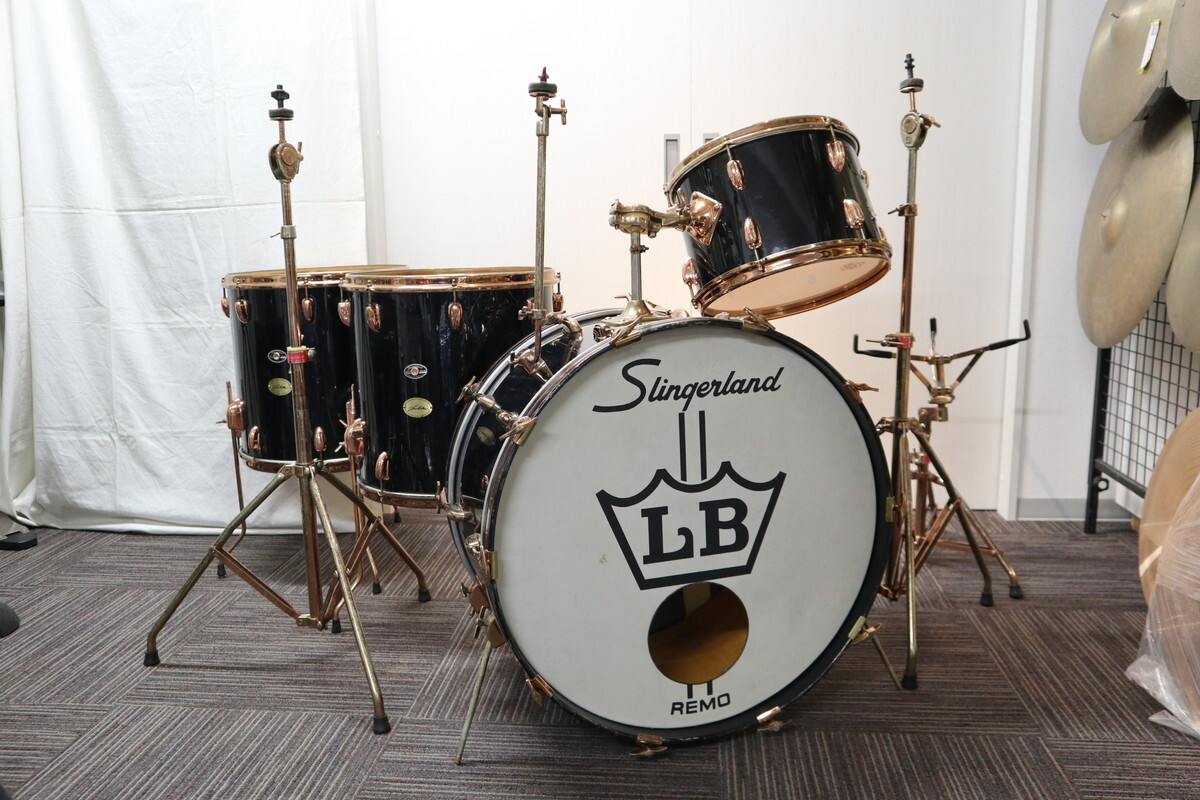 VINTAGE SLINGERLAND Late 70's Louis Bellson kit 24×14BD、13×9TT 16×16FT、16×16FT　Copper Plate HW Blakrome