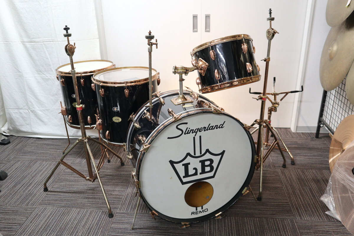 VINTAGE SLINGERLAND Late 70's Louis Bellson kit 24×14BD、13×9TT 16×16FT、16×16FT　Copper Plate HW Blakrome