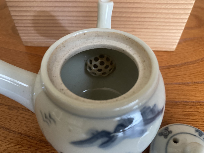 急須　大川內(nèi)焼　染付急須　　三宅文三　　1016