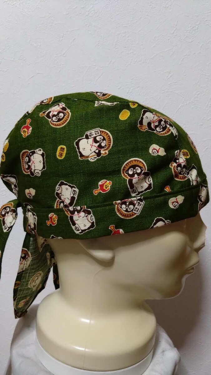 ★バンダナキャップ★　ハンドメイド　まとめ売り　和柄　たぬき　信楽　紺　緑　ベージュ