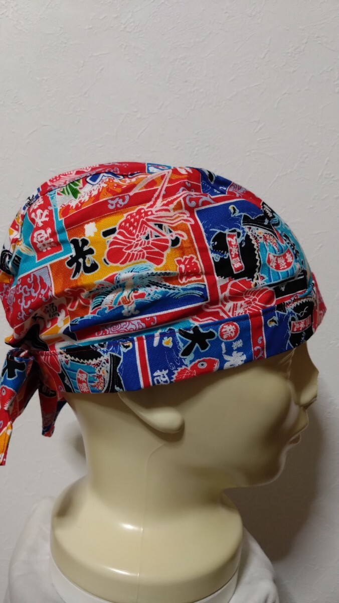 短★バンダナキャップ★ハンドメイド　和柄　大漁旗　赤