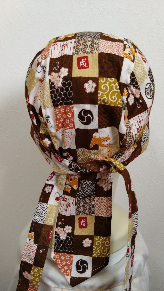 * бандана колпак * ручная работа мир рисунок . собака Tang . лен. лист patch чай 