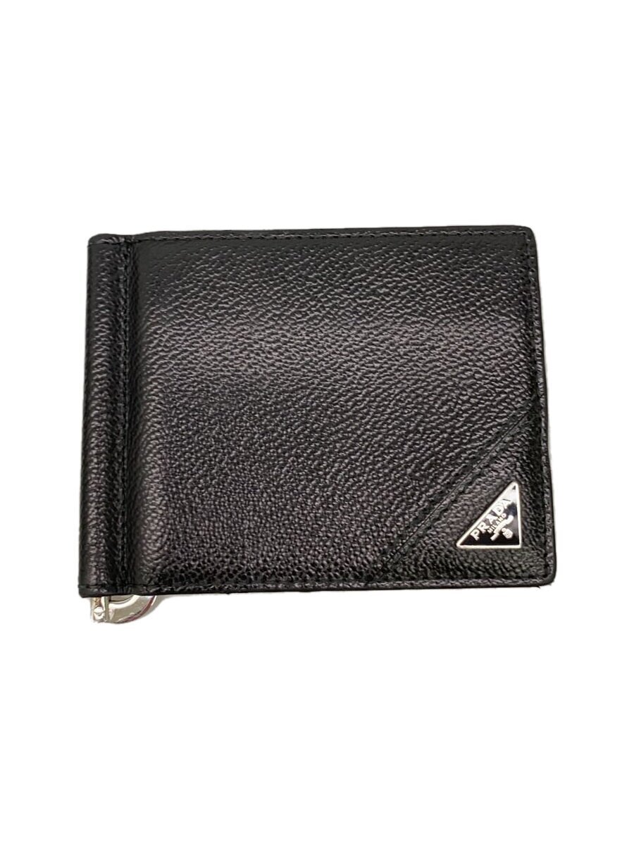 PRADA◆マネークリップ/財布/レザー/BLK/2MN077//