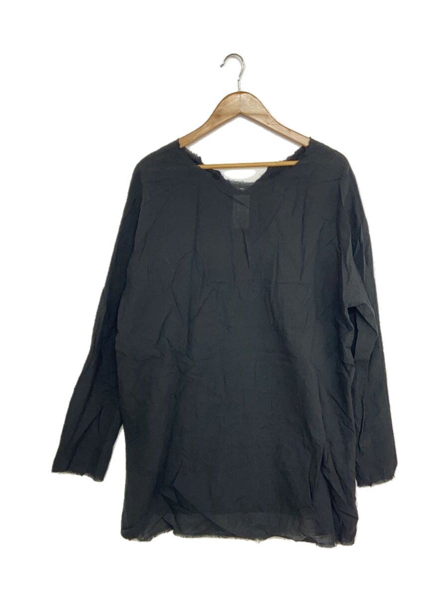 Veritecoeur Cut-Off Pullover Long Sleeve Blouse Black Cotton Veritecoeur Cut-Off Pullover Long Sleeve Blouse Black Cotton