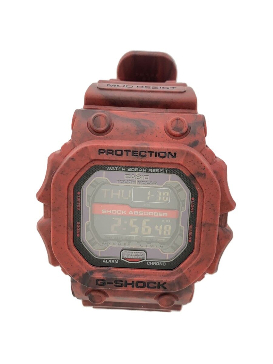 CASIO◆ソーラー腕時計_G-SHOCK/デジタル/ラバー/BLK/RED