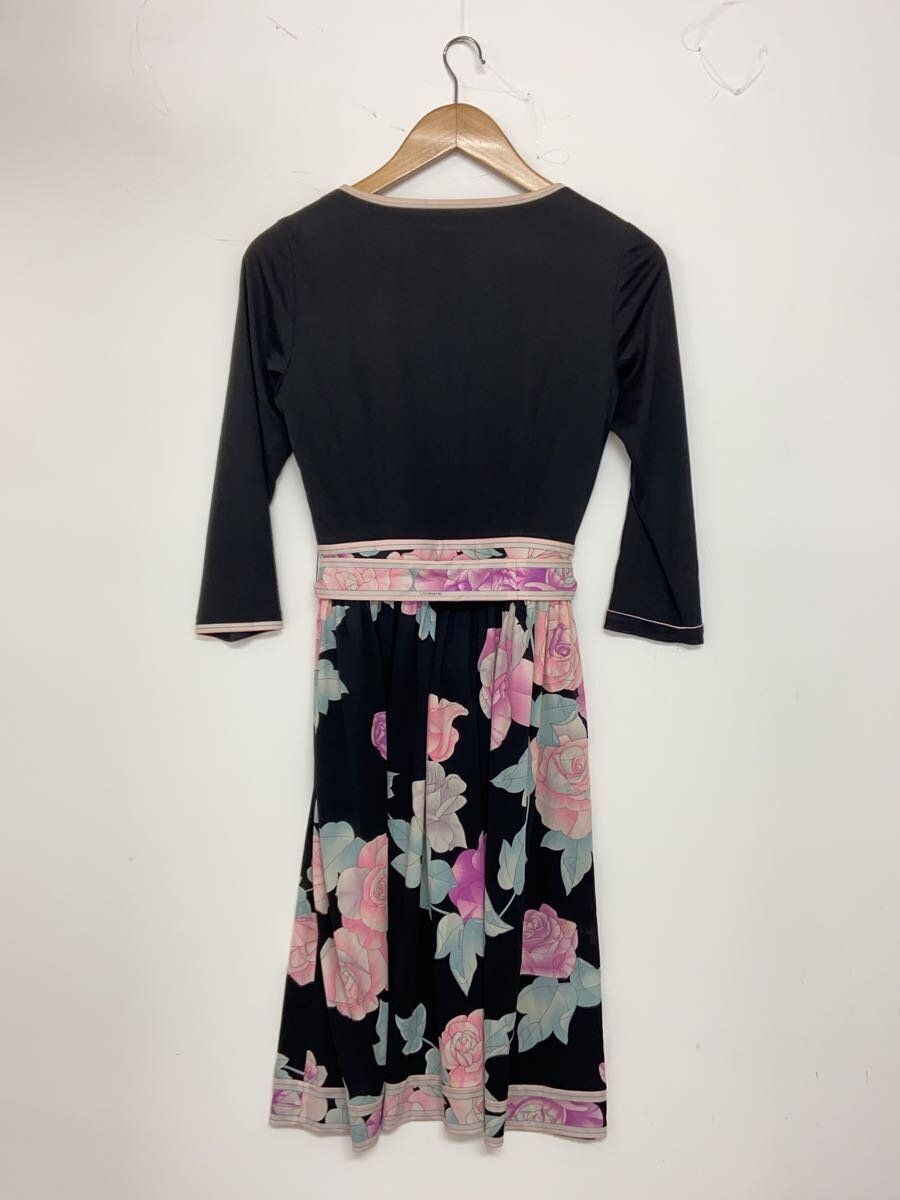 LEONARD◆長(zhǎng)袖ワンピース/36/トリアセアート/BLK/0340302/カンカン素材/カシュクール