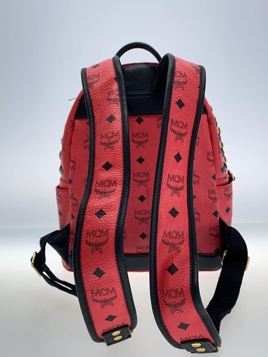 MCM◇スタッズ/リュック/-/RED/総柄 - リュックサック、デイパック MCM◇スタッズ/リュック/-/RED/総柄 - リュックサック、デイパック