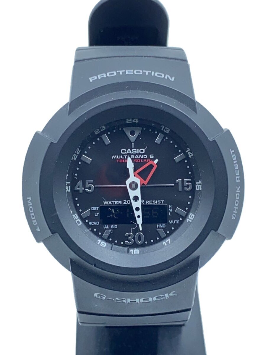 CASIO◆ソーラー腕時計_G-SHOCK/デジアナ/ラバー/BLK/BLK
