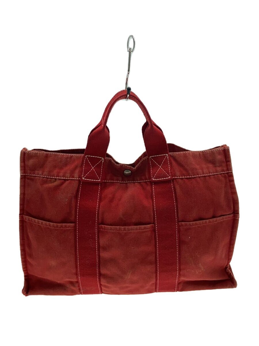 【デザインはお楽しみ☆】HERMES★キャンバス トートバッグ HERMES◇トートバッグ/キャンバス/RED/無地