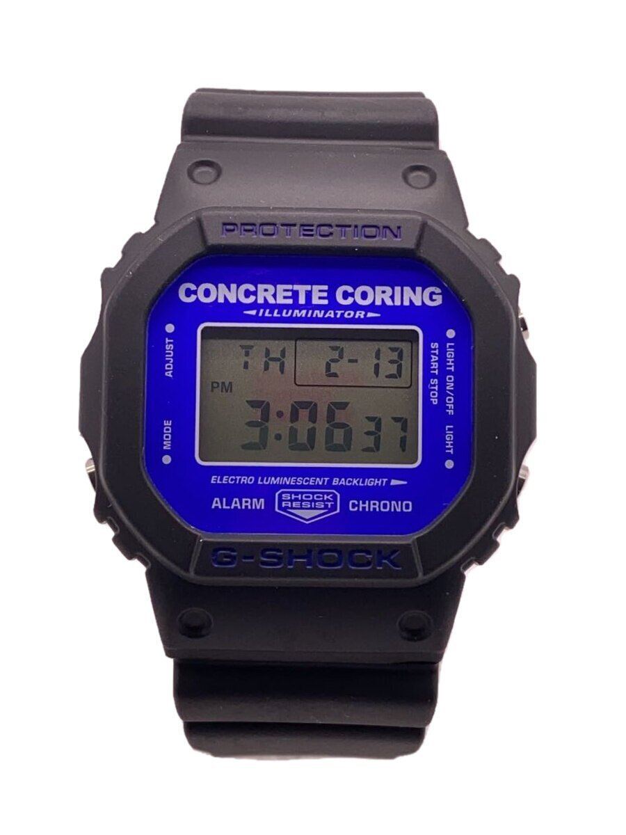CASIO◆クォーツ腕時計/デジタル/ラバー/BLU/BLK/DW-5600VT/CONCRETECORING/45th