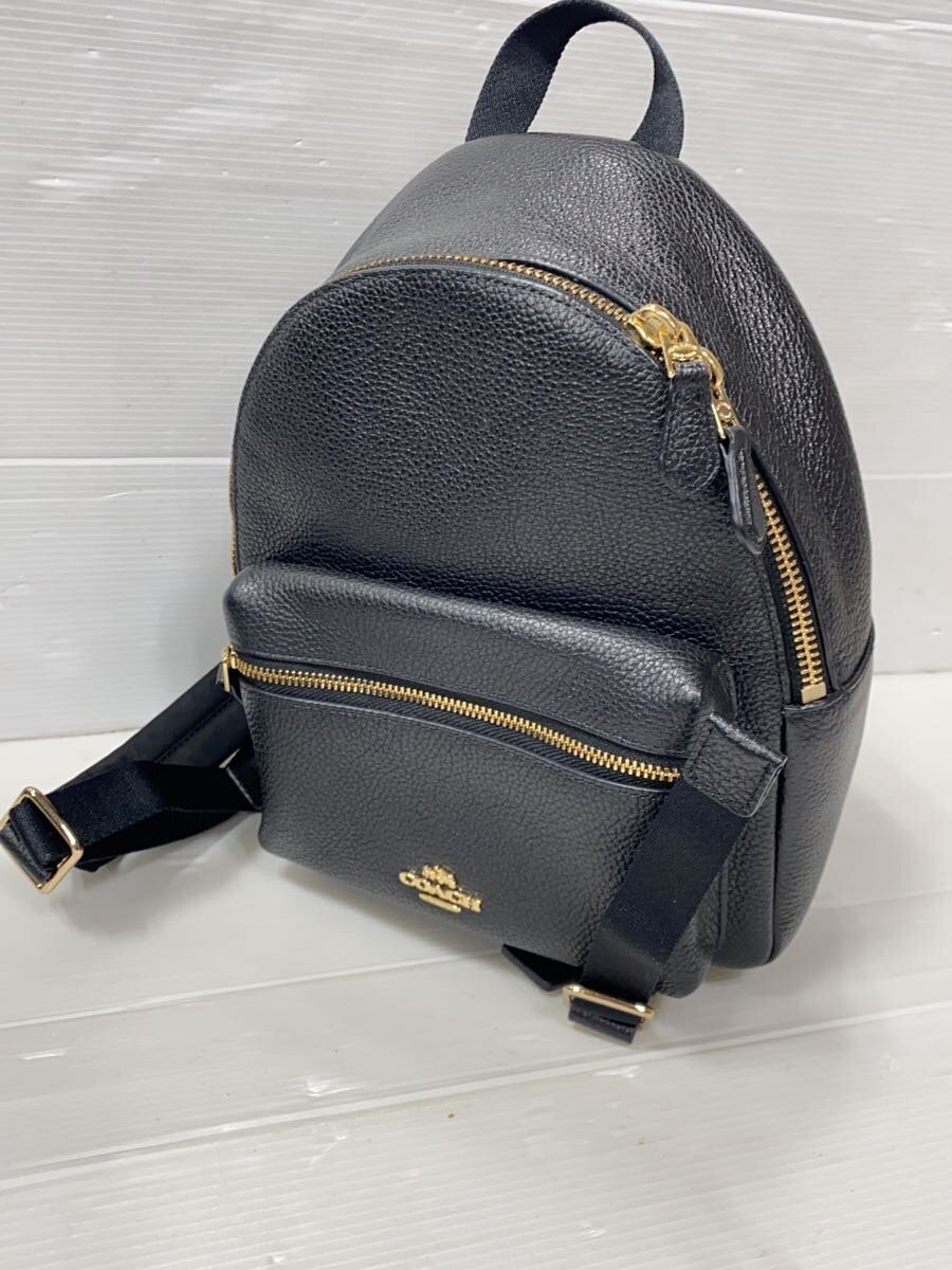 【美品】COACH コーチ ミニチャーリー リュック シュリンクレザー ブラック COACH◇ミニチャーリー_ブラック/レザー/BLK/無地