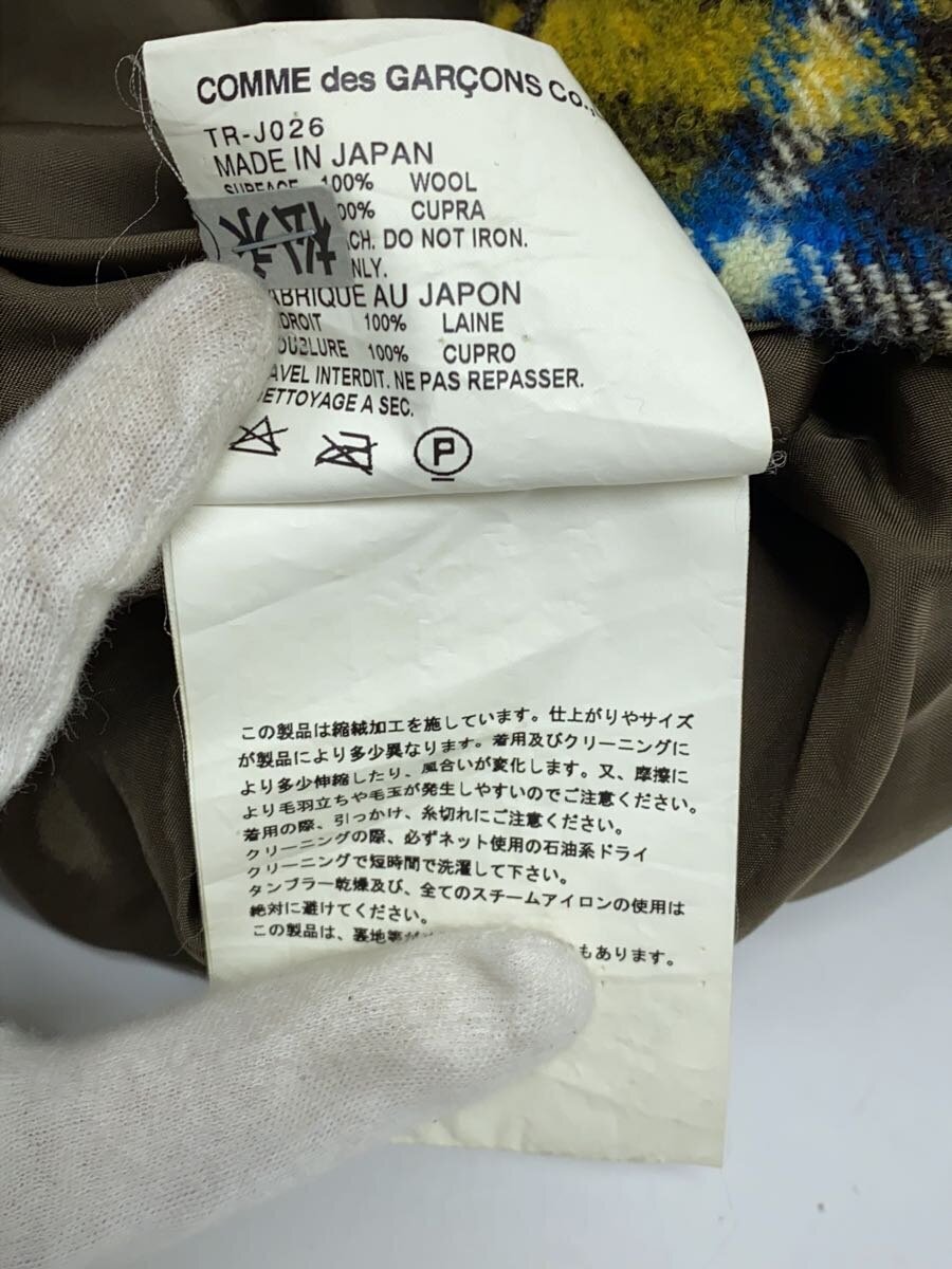 tricot COMME des GARCONS◆ピーコート/S/ウール/YLW/チェック/TR-J026