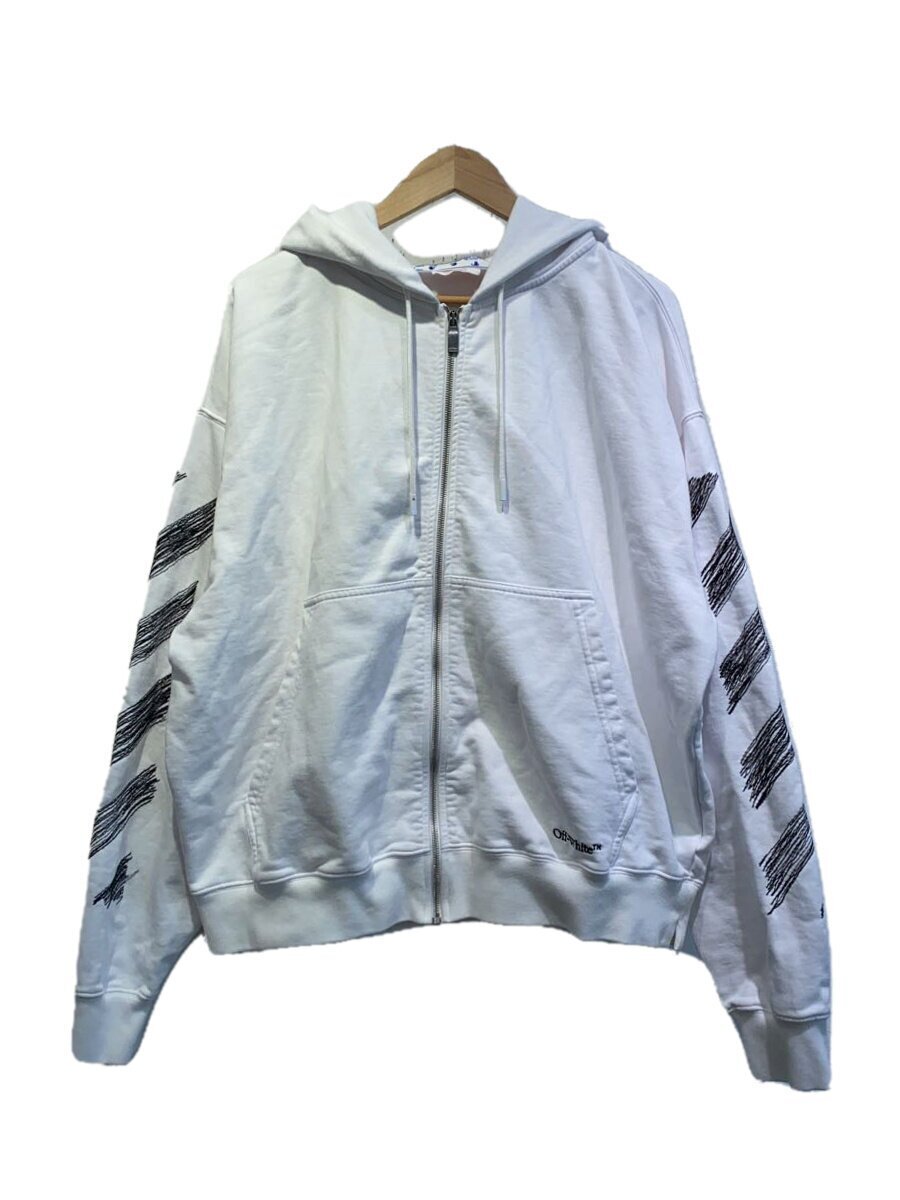 (sale)オフホワイト、Scribble Diag ホワイト ジップ パーカー OFF-WHITE◇Scribble Diag パーカー/ジップパーカー/XL/コットン/WHT