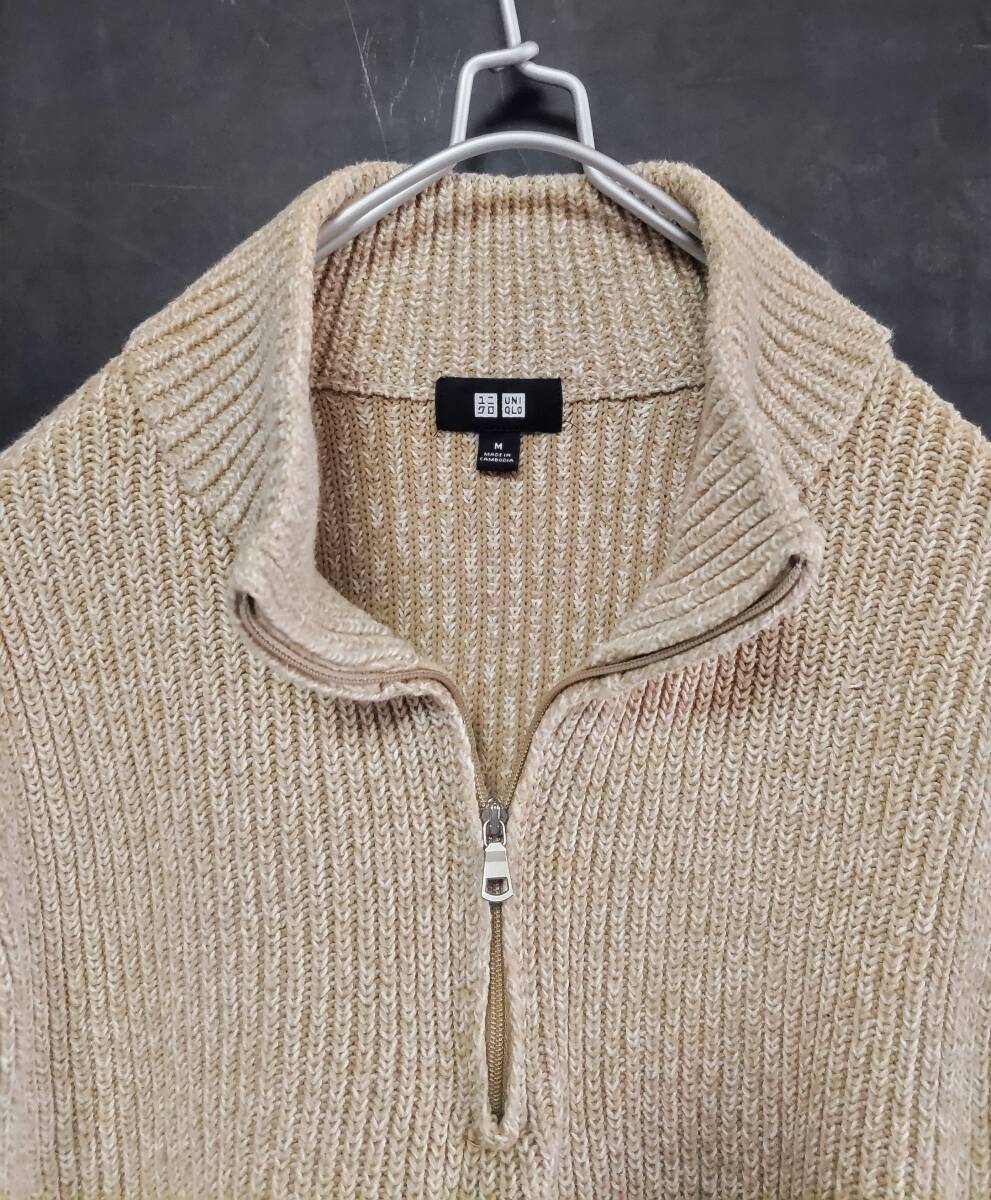 ★送料無料★ UNIQLO ウォッシャブルミドルゲージハーフジップセーター ユニクロ ニットセーター Medium_画像3