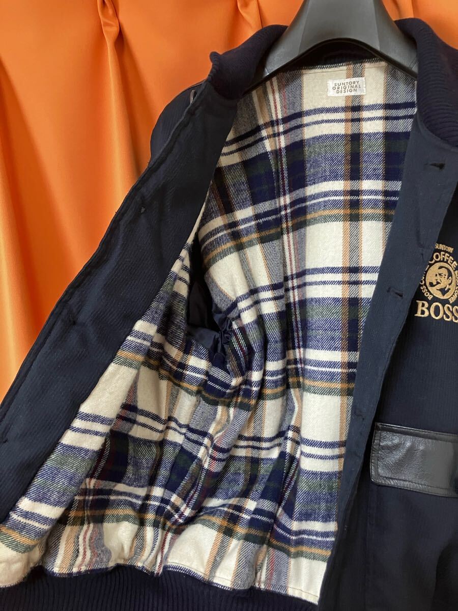 ボスジャン　96 レザー　チェック　ブルゾン　サントリー　BOSS ① ボスジャン 96 レザー チェック ブルゾン サントリー BOSS ①
