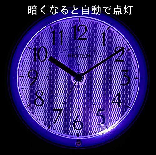 リズム(RHYTHM) 目覚まし時(shí)計(jì) アナログ 連続秒針 暗所 自動(dòng) ライト 紫 11.4x11.2x6.2cm 8RE