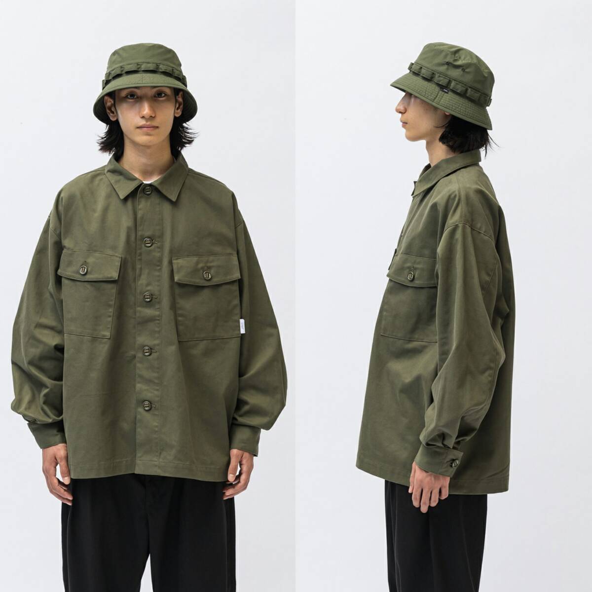 WTAPS CBW LS OLIVE DRAB XL WTaps милитари рубашка оливковый гонг b Vintage 