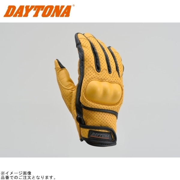 在庫あり DAYTONA デイトナ 18921 HBG-130 パンチングメッシュプロテクターカウレザーグローブ イエロー サイズ:L
