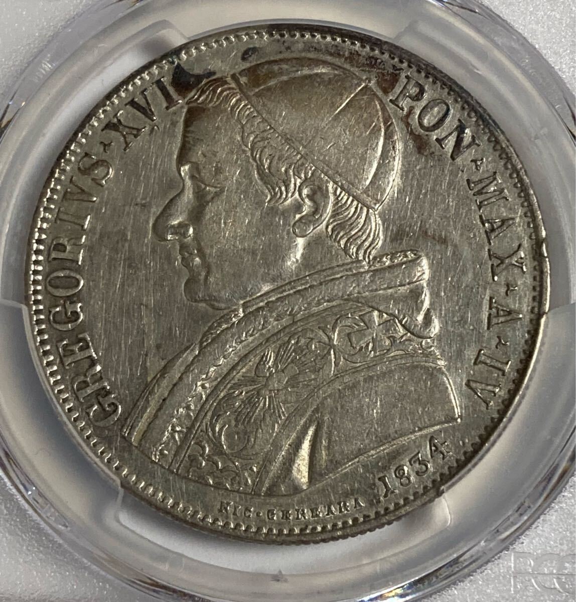 1834 ローマ教皇 銀貨 PCGS 古銭 コイン 硬貨 世界 アンティーク 1834 ローマ教皇 銀貨 PCGS 古銭 コイン 硬貨 世界 アンティーク