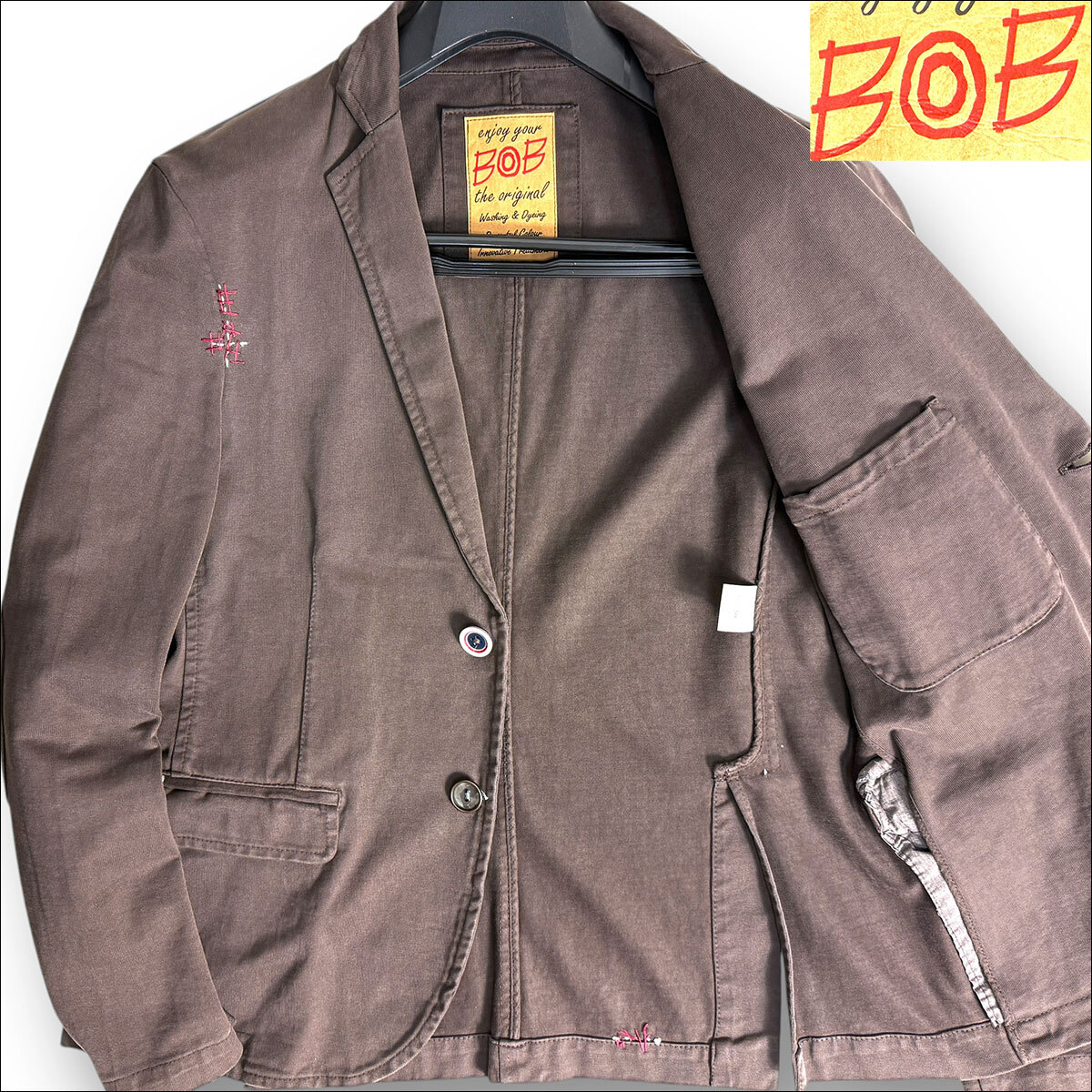 J6207 美品 BOB リペア加工 テーラードジャケット ブラウン 50 ボブ J6207 美品 BOB リペア加工 テーラードジャケット ブラウン 50