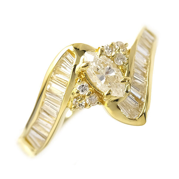 送料無料 本物 ダイヤモンドリング 指輪 K18YG ダイヤ0.30ct 0.68ct 12号 仕上げ済み レディースアクセサリー おしゃれ 高級