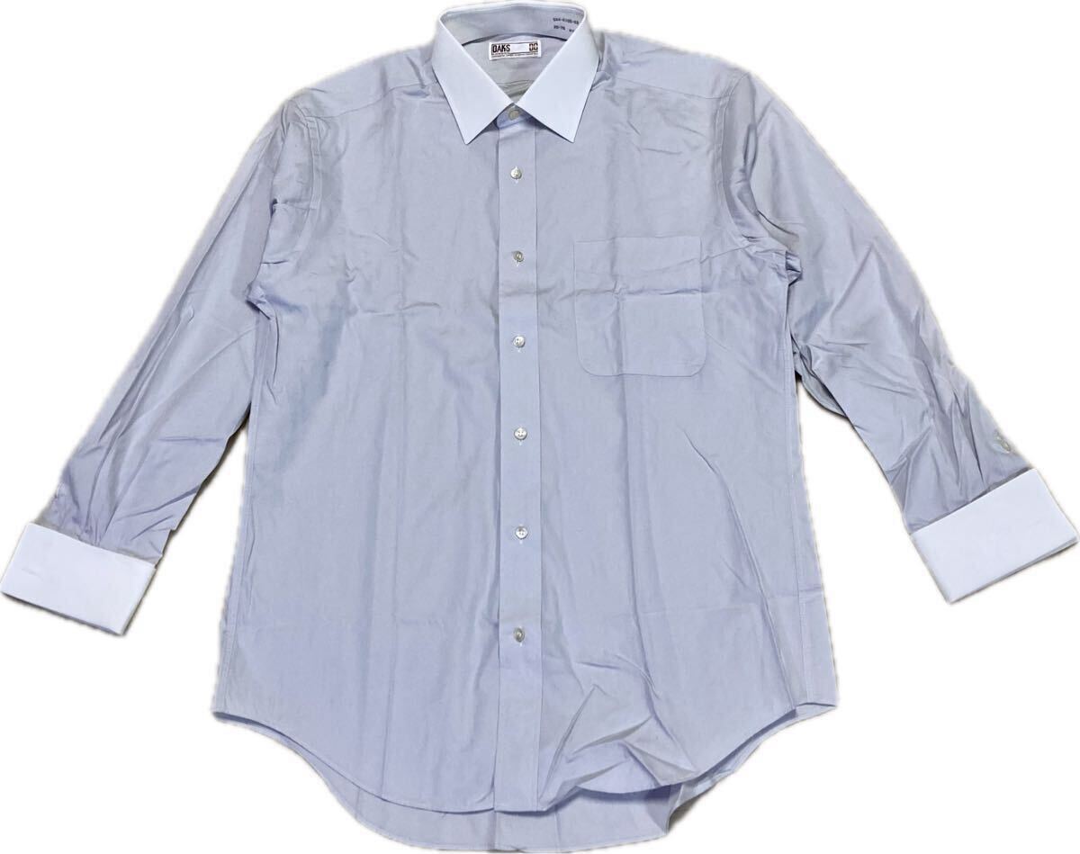 美品★ダックス♂ピュアコットンフレンチカフスクレリックビジネスドレスシャツ★淡いグレー白