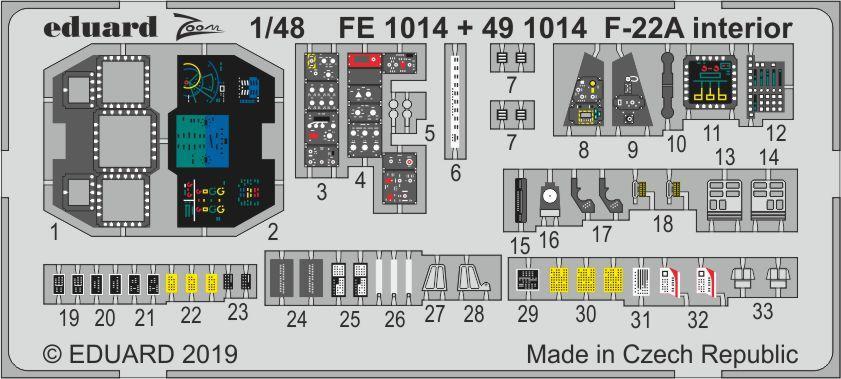 エデュアルド(491014)1/48 Lockheed-Martin F-22A ラプター用内装エッチングパーツ