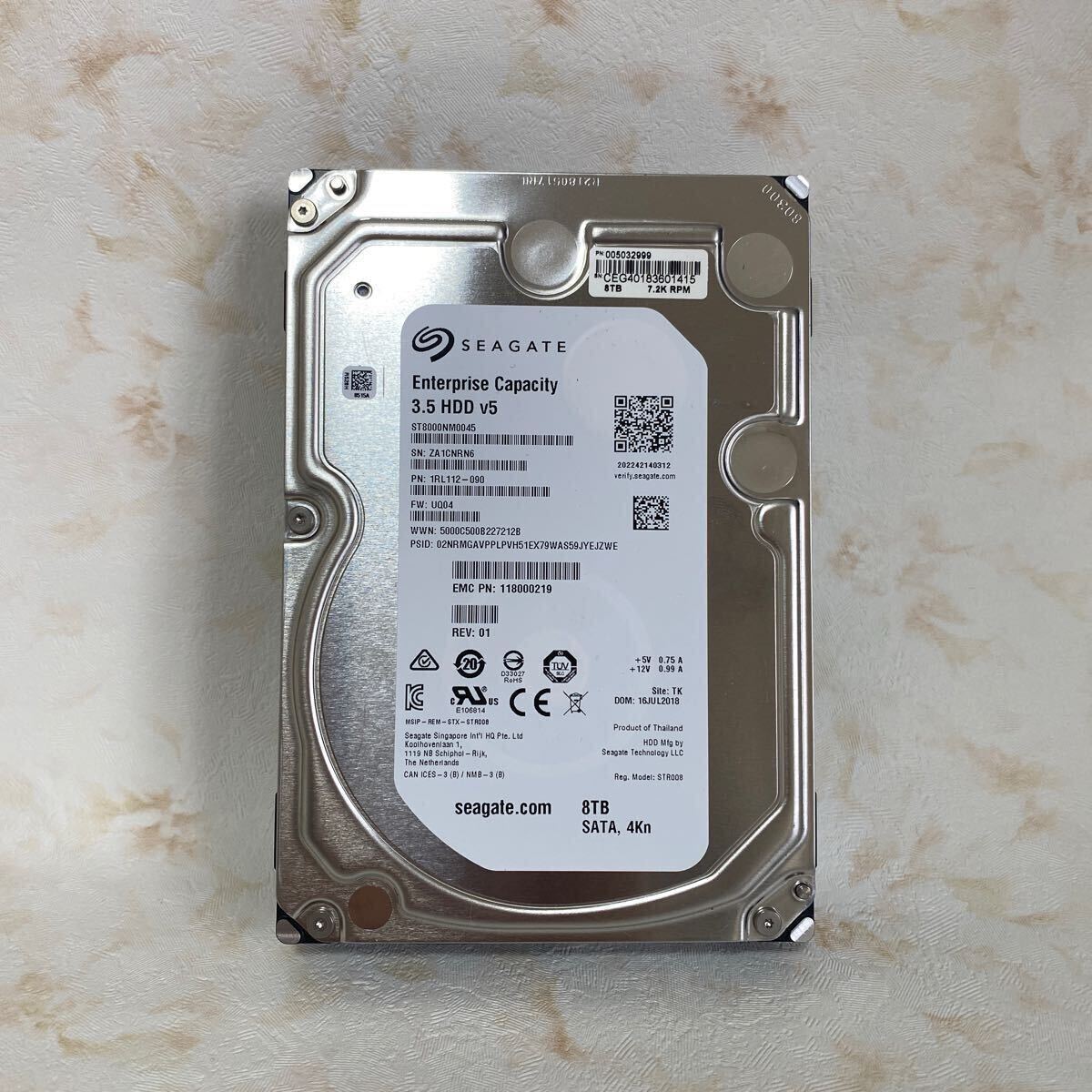 SEAGATE Enterprise Capacity HDD v5 SATA 3.5 HDD 8000GB(8TB) 使用時間:51559時間 起動回数:64回 中古品　動作品　Blancco消去済み