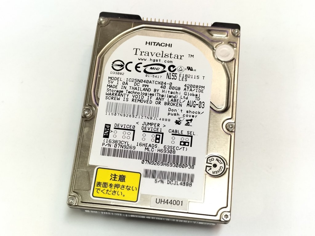 HITACHI Travelstar 40GN (IC25N040ATCX04-0) 40GB 2.5インチ IDE 4200rpm