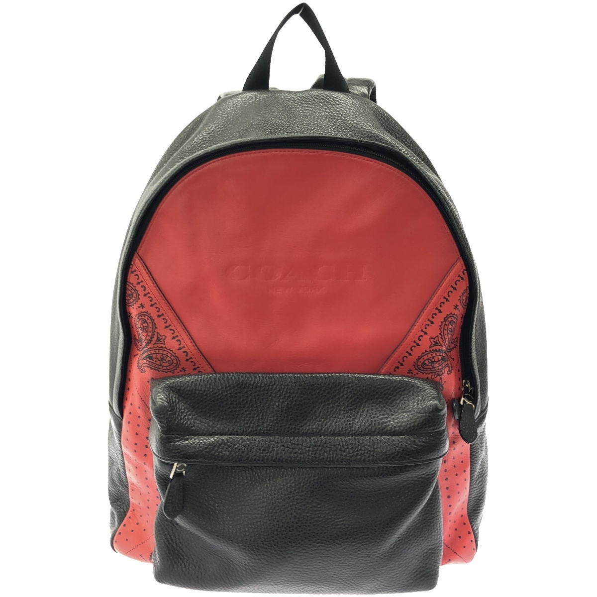COACH コーチ レザーペイズリーバックパック レッド×ブラック IT2GQATX4ICC その他