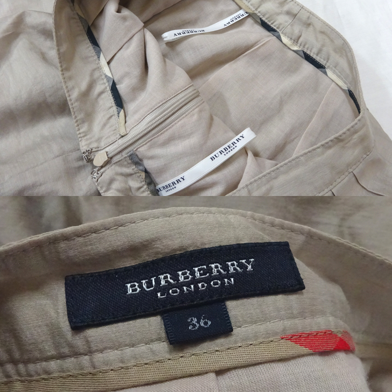 ［飯能本店］BURBERRY バーバリー フレアスカート#36 スカート レーヨン/キュプラ/ポリエステル ベージュ レディース DH63279