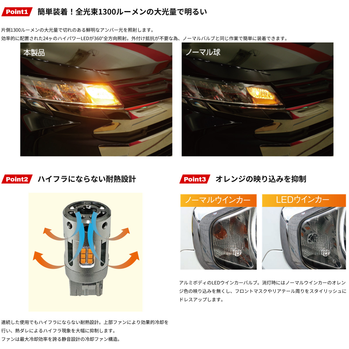 RACING GEAR LED SUPPORT BULB SERIES ウインカーランプ専用 LEDバルブ ウインカー リア インプレッサ GH# H19.6～H23.11 品番:RGH-P621