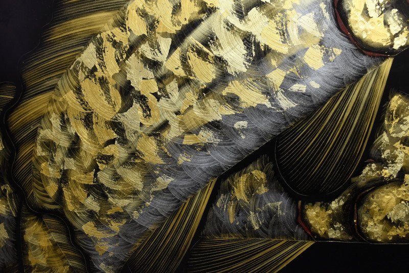 都屋】22 輪島塗 小西啓介「双鯉」画寸法 高さ 約40cm×約31cm 都屋】22 輪島塗 小西啓介「双鯉」画寸法 高さ 約40cm×約31cm