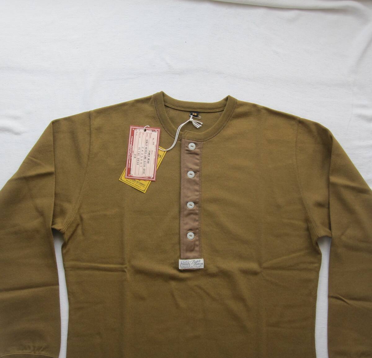 ☆新品 フリーホイーラーズ ヘンリーネック 長(zhǎng)袖シャツ (38) OLIVE / FREEWHEELERS / フリーホイラーズ