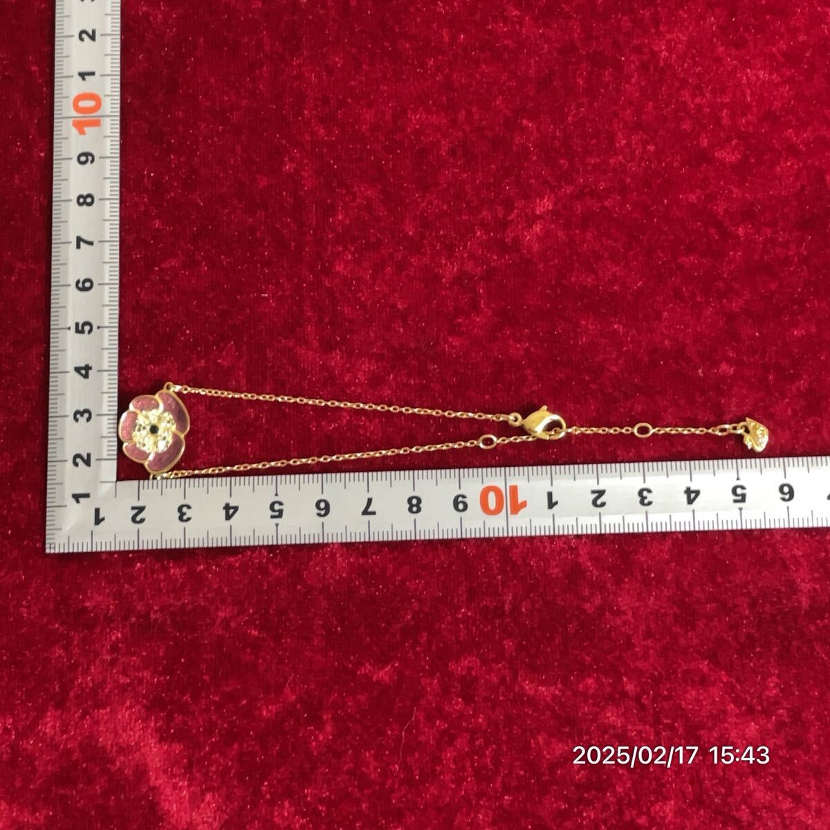 SWAROVSKI スワロフスキー フラワーモチーフ ピンク×ゴールドカラー クリスタル ラインストーン ブレスレット アクセサリー 装飾品_画像7