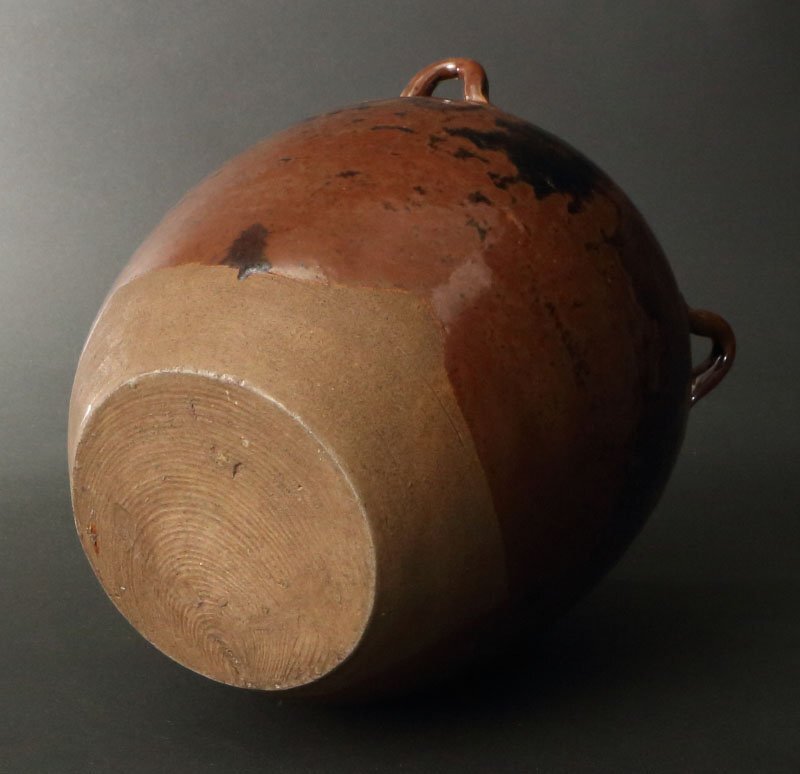 深和】江戸中期◇古瀬戸鉄釉四耳茶壷(飾茶壺 茶道具 床飾 古窯 深和】江戸中期◇古瀬戸鉄釉四耳茶壷(飾茶壺 茶道具 床飾 古窯